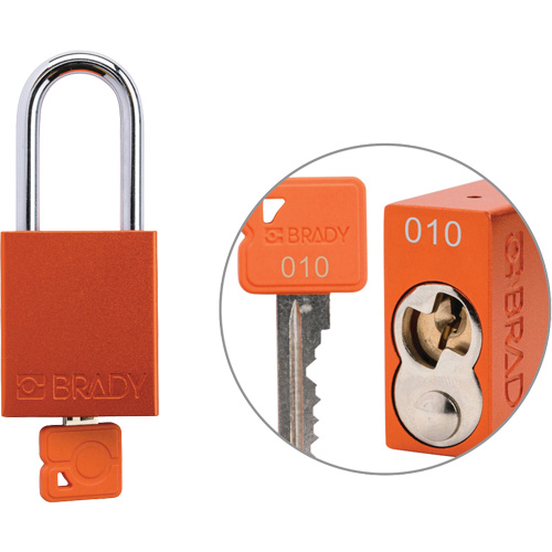 Velocity Plus Safety Lockout Padlock, Orange, Keyed Alike, Aluminum, 1-1/2" Width Brunswick Fyr & Safety