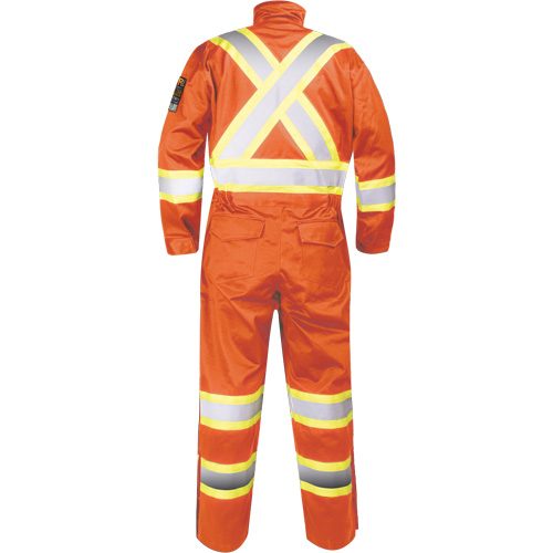 Combinaison ignifug&eacute;e avec bandes haute visibilit&eacute;, Taille Petit, Orange Brunswick Fyr & Safety