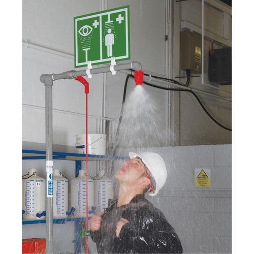 Douche combin&eacute;e avec cuvette ferm&eacute;e en ABS et entr&eacute;e sup&eacute;rieure, Socle Brunswick Fyr & Safety