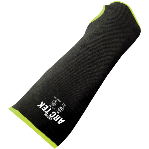 Cut-Resistant Sleeve with Thumb Hole, Polyethylene/Steel, 10", ASTM ANSI Level A5, Black/Yellow Brunswick Fyr & Safety