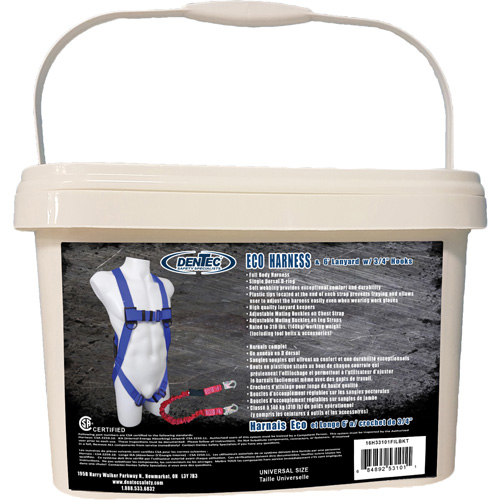 ECO Safety Harness in Pail with 6' Lanyard, CSA Certified, Class A, 255 lbs. Cap. Brunswick Fyr & Safety