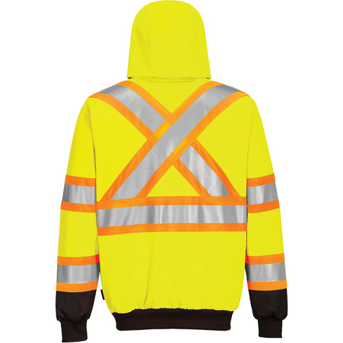 Contrast-Striped Safety Hoodie, Small, Black/High Visibility Lime-Yellow Brunswick Fyr & Safety