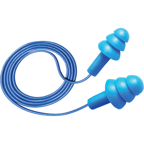 Hush 50-25 Reusable Metal Detectable Earplugs, Corded, One-Size, Bulk - Box, 25 NRR dB Brunswick Fyr & Safety