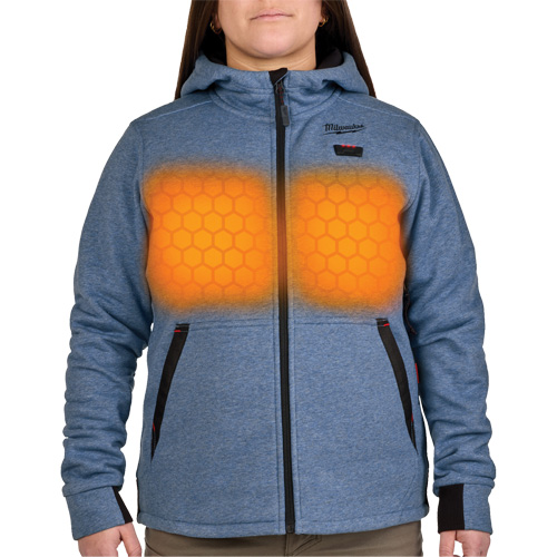M12 Heated Hoodie with Battery, Women's, Large, Blue, Poly-Cotton Brunswick Fyr & Safety
