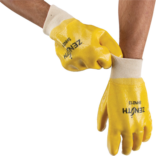 Gants &agrave; fini rugueux et r&eacute;sistants aux produits chimiques, Taille 9, 10" lo, PVC, Doublure en Interlock, 47-mil Brunswick Fyr & Safety
