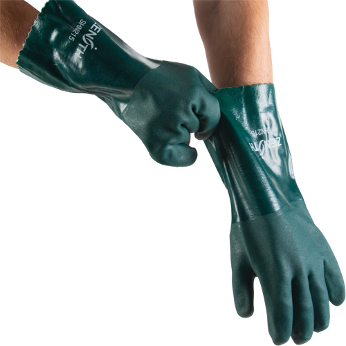 Gants verts &agrave; double enduit, 14" lo, PVC, Doublure en Jersey de coton, 70 mils Brunswick Fyr & Safety