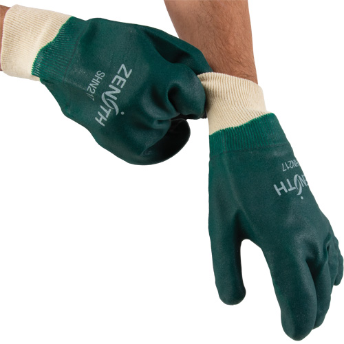 Gants verts &agrave; double enduit, 10" lo, PVC, Doublure en Jersey de coton, 70 mils Brunswick Fyr & Safety