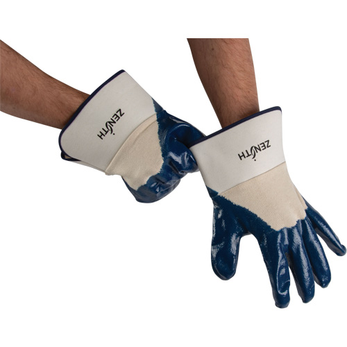 Gants &agrave; poignet de s&eacute;curit&eacute; de poids lourd, 11/2T-Grand, R&ecirc;vetement Nitrile, Enveloppe en Coton Brunswick Fyr & Safety