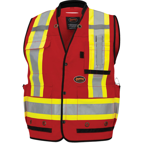 6678 High-Visibility Antimicrobial Mesh-Back Surveyor Vest, Red, Small, Polyester Brunswick Fyr & Safety