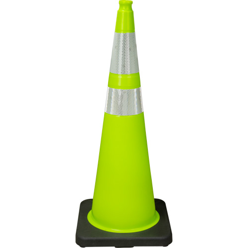 Premium Traffic Cone, 36", Lime Green, 4" & 6" Reflective Collar(s) Brunswick Fyr & Safety