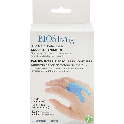 Bandages bleus, Jointures, 3", Tissu d&eacute;tectable, St&eacute;rile Brunswick Fyr & Safety