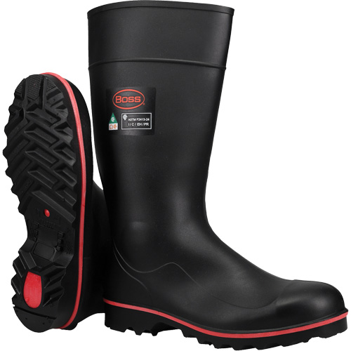 Bottes de s&eacute;curit&eacute; Boss Footwear avec r&eacute;sistance int&eacute;grale aux d&eacute;charges &eacute;lectriques, M&eacute;lange de polym&egrave;res/PVC, Embout Acier, Pointure 6 Brunswick Fyr & Safety