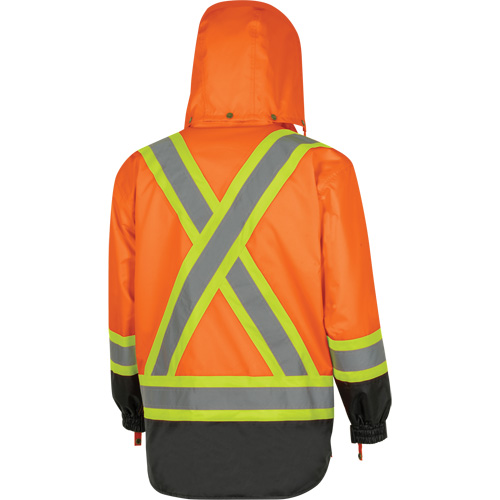 5056 Pioneer&reg; Yukon 7-in-1 Waterproof Winter Safety Parka, Polyester, Black/High Visibility Orange, X-Small Brunswick Fyr & Safety
