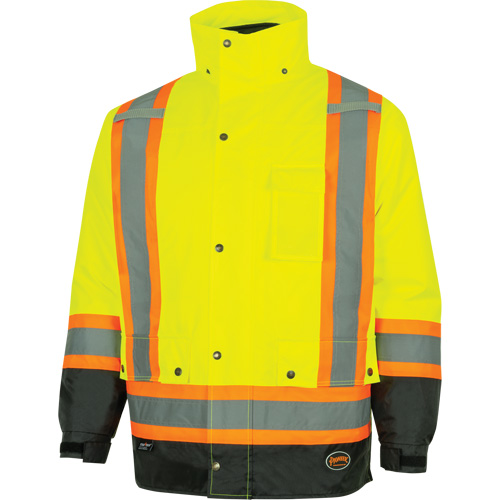 Parka de s&eacute;curit&eacute; d'hiver imperm&eacute;able 7-en-1 5057 Pioneer Yukon, Polyester, Noir/Jaune lime haute visibilit&eacute;, T-petit Brunswick Fyr & Safety