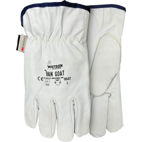 Gants de protection contre la coupe Van Goat 9547, T-petit, Paume en Cuir fleur de ch&egrave;vre, Para-aramide/Polyester/Acier/Thinsulate Brunswick Fyr & Safety
