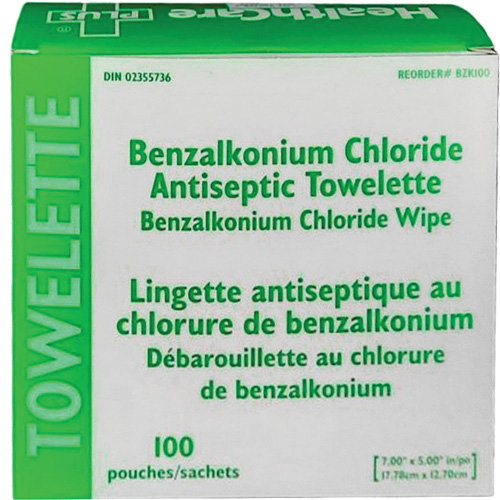 BZK Benzalkonium Chloride Towelette, Towelette, Antiseptic Brunswick Fyr & Safety