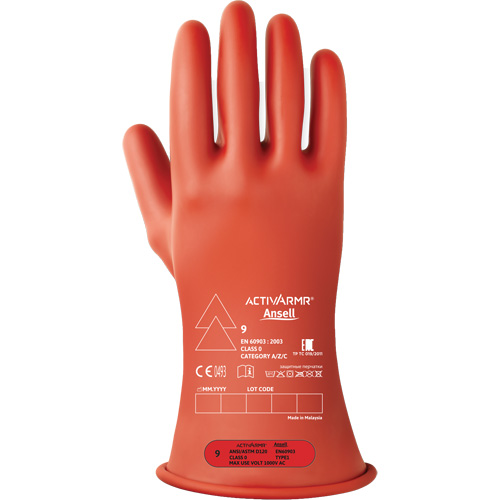 ActivArmr&reg; RIG R011RUL Ultra-Lightweight Electrical Insulated Gloves, ASTM Class 0, Size 9, 11" L Brunswick Fyr & Safety