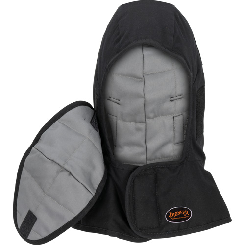 Pioneer 765A Flame-Resistant Quilted Hard Hat Liner with Long Neck & Detachable Mouthpiece, Black/Grey, Cotton/FR-Tech&reg;/Modacrylic/Nylon Brunswick Fyr & Safety