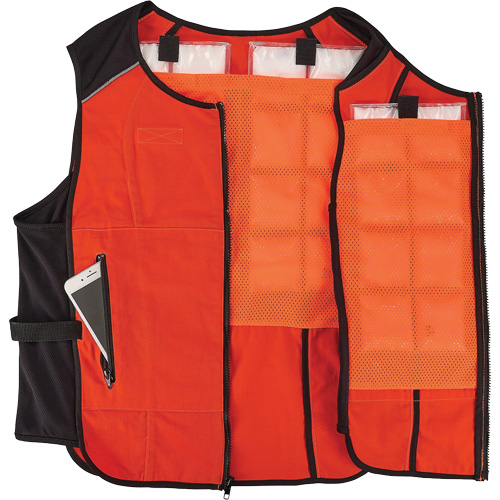 Veste de refroidissement &agrave; changement de phase l&eacute;g&egrave;re avec sachets de recharge Chill-Its 6260, 2T-grand/3T-grand, Orange Brunswick Fyr & Safety