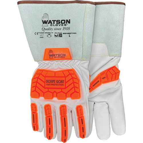 Scape Goat Cut-Resistant Gloves, Small, Goatskin Palm, Gauntlet/Driver Cuff Brunswick Fyr & Safety
