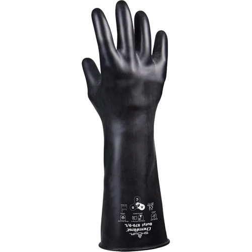 879 Acid-Resistant Gloves, Size X-Large/10, 14" L, Butyl Rubber, 28-mil Brunswick Fyr & Safety