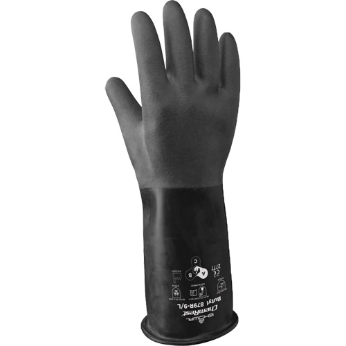 879R Acid-Resistant Gloves, Size X-Large/10, 14" L, Butyl Rubber, 28-mil Brunswick Fyr & Safety