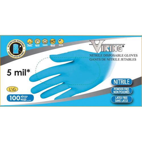 34600 Disposable Gloves, X-Large, Nitrile, 5-mil, Powder-Free, Blue Brunswick Fyr & Safety