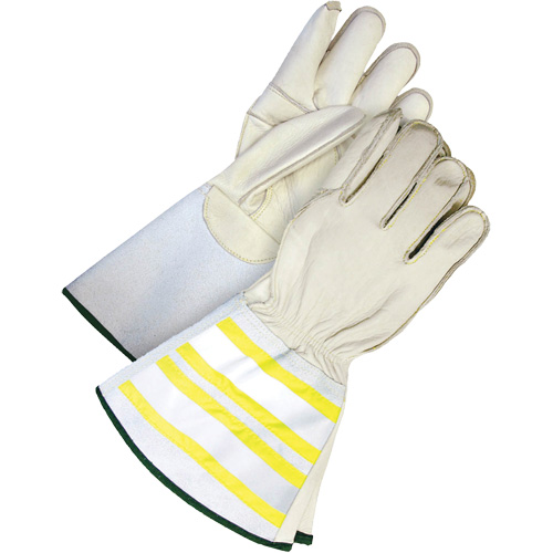 Gants utilitaires haute visibilit&eacute; avec manchette de 6,25", Moyen, Paume en Cuir fleur de vache Brunswick Fyr & Safety