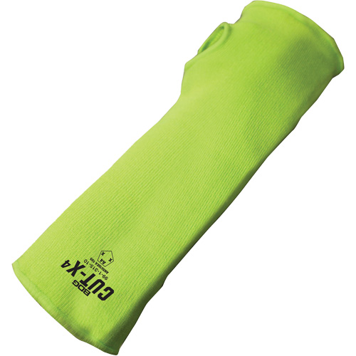 Manchette r&eacute;sistante &agrave; la coupe avec ouverture pour le pouce Cut-X, Fibre de verre/Poly&eacute;thyl&egrave;ne, 14", ASTM ANSI niveau A4, Lime haute visibilit&eacute; Brunswick Fyr & Safety