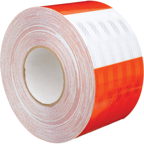 High Intensity Grade Flexible Work Zone Sheeting 382VHIP, 5" W x 150' L, Orange and White Brunswick Fyr & Safety