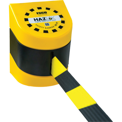 Syst&egrave;me de barri&egrave;re de s&eacute;curit&eacute; HAZLOK, Plastique, Fixation magn&eacute;tique, 30', Ruban Noir et jaune Brunswick Fyr & Safety