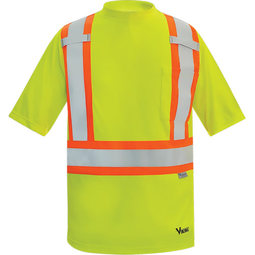 Viking&reg; Safety Bamboo Lined T-shirt, Polyester, 3X-Large, High Visibility Lime-Yellow Brunswick Fyr & Safety