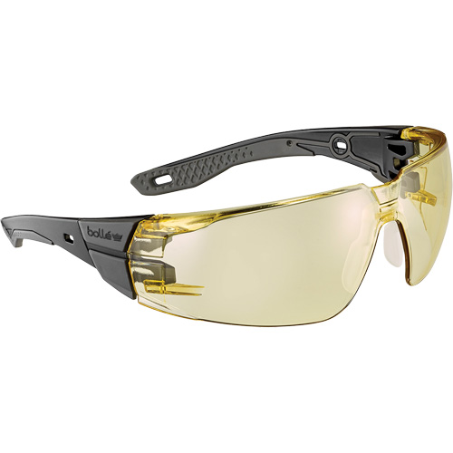 Lunettes de s&eacute;curit&eacute; RUSH+ 2.0 avec monture noire et grise, M/G, Lentille Ambr&eacute;e, Antibu&eacute;e/Anti-&eacute;gratignures, ANSI Z87+ Brunswick Fyr & Safety