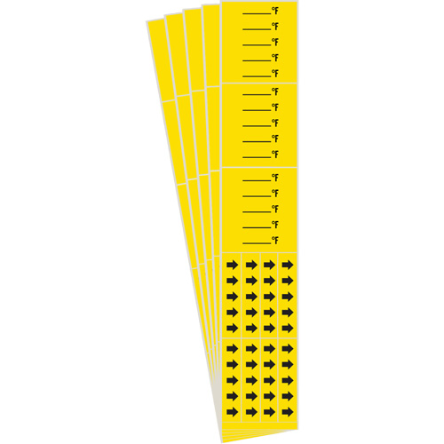 "Blank °F" Pipe Markers, Self-Adhesive, 2-1/4" H x 14" W, Black on Yellow Brunswick Fyr & Safety