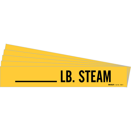 "LB. Steam" Pipe Markers, Self-Adhesive, 2-1/4" H x 2-3/4" W, Black on Yellow Brunswick Fyr & Safety