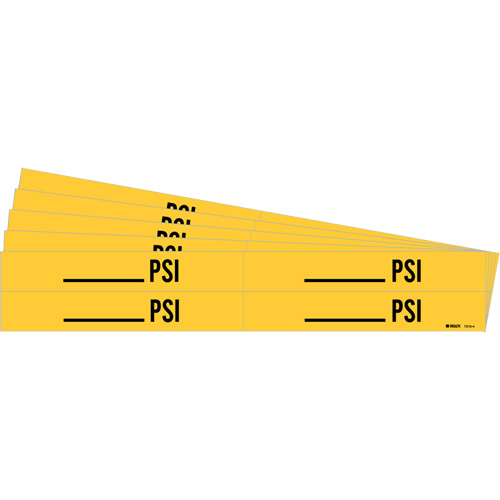 Marqueurs de tuyau avec espace vierge suivi de PSI, Autocollant, 1-1/8" h x 7" la, Noir sur jaune Brunswick Fyr & Safety