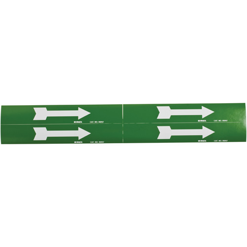 Arrow Pipe Markers, Self-Adhesive, 1-1/8" H x 7" W, White on Green Brunswick Fyr & Safety