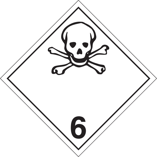 Toxic Materials TDG Placard, Adhesive Vinyl Brunswick Fyr & Safety