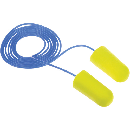Bouchons d'oreilles n&eacute;on jaune E-A-Rsoft, Vrac - Sac en poly, Avec cordon Brunswick Fyr & Safety