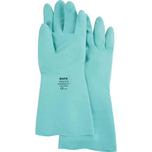 StanSolv&reg; Z-Pattern Grip Gloves, Size Large/9, 13" L, Nitrile, 15-mil Brunswick Fyr & Safety