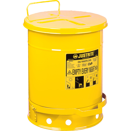 Contenants pour d&eacute;chets huileux, Homologu&eacute; FM/List&eacute; UL, 14 gal. US, Jaune Brunswick Fyr & Safety