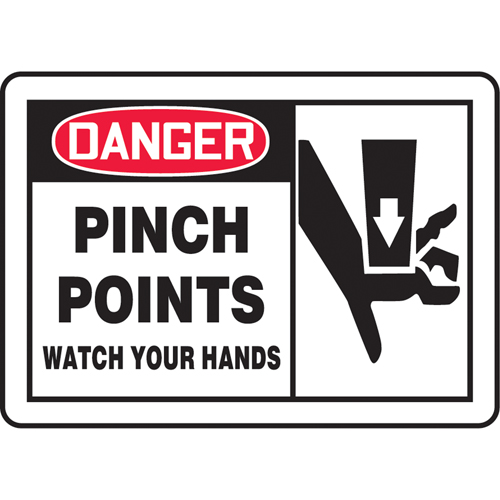 "Pinch Points" Sign, 7" x 10", Plastic, English with Pictogram Brunswick Fyr & Safety