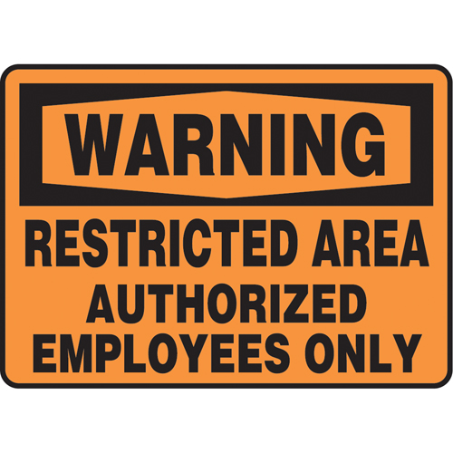 "Restricted Area" Sign, 7" x 10", Vinyl, English Brunswick Fyr & Safety