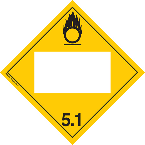 Oxidizer TDG Placard, Adhesive Vinyl Brunswick Fyr & Safety