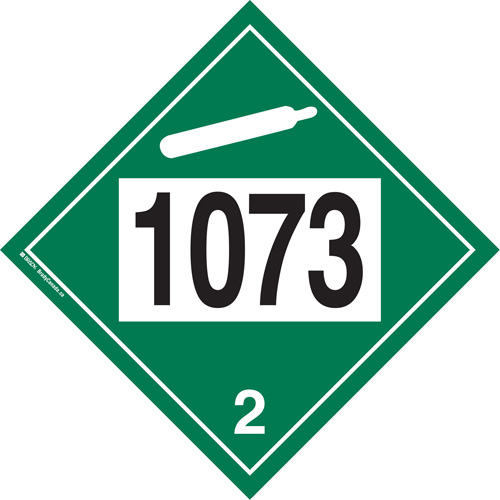 Plaque-&eacute;tiquette TMD 1073 pour gaz ininflammable oxyg&egrave;ne liqu&eacute;fi&eacute;, Plastique Brunswick Fyr & Safety