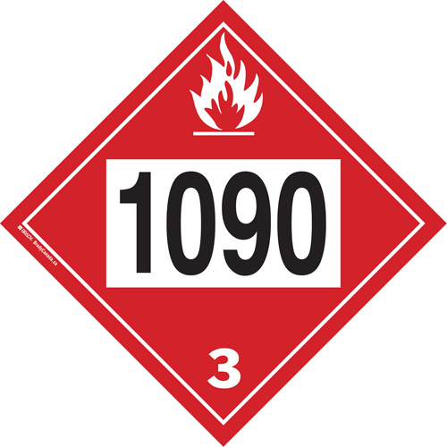 1090 Acetone Flammable Liquid TDG Placard, Plastic Brunswick Fyr & Safety