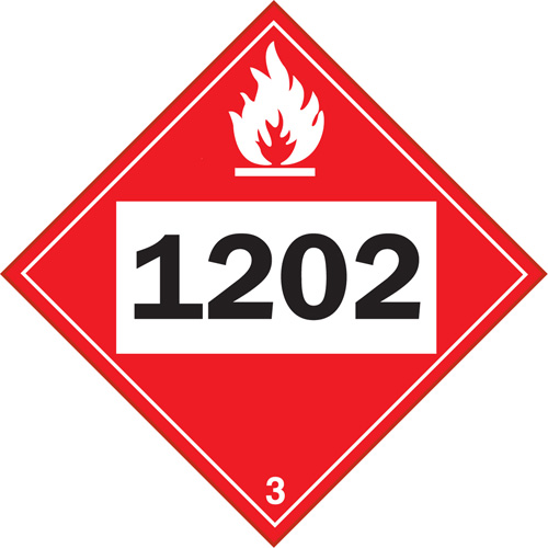 Plaque-&eacute;tiquette TMD 1202 pour liquide inflammable huile combustible, Vinyle adh&eacute;sif Brunswick Fyr & Safety