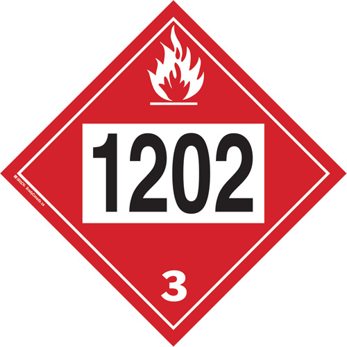1202 Fuel Oil Flammable Liquid TDG Placard, Plastic Brunswick Fyr & Safety