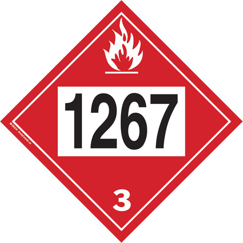 1267 Petroleum Crude Oil Flammable Liquid TDG Placard, Adhesive Vinyl Brunswick Fyr & Safety