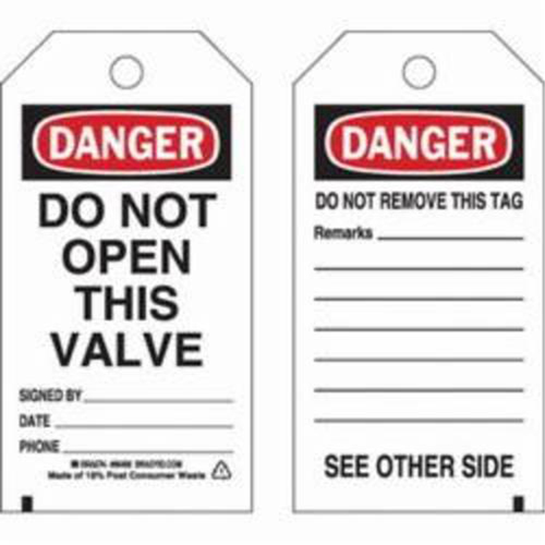 Self-Laminating Safety Tags, Polyester, 3" W x 5-3/4" H, English Brunswick Fyr & Safety
